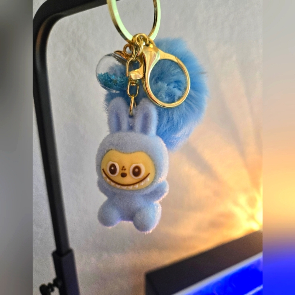 NEW LABUBU KEYCHAIN WITH BLUE POM POM